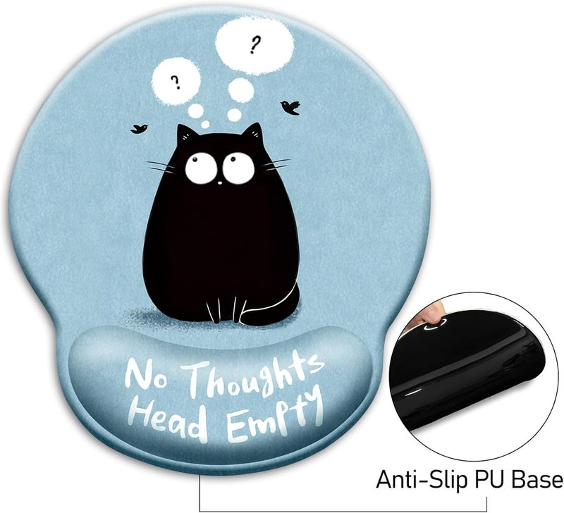 Blusabaca Mouse Pad with Wrist Rest, Black Cat Ergonomic Mousepad Wrist Support for Desk, Cute Animial Gaming Mousepads for Wireless Mouse Funny Computer Work Home Desk Accessories Office Supplies Decor - Image 5
